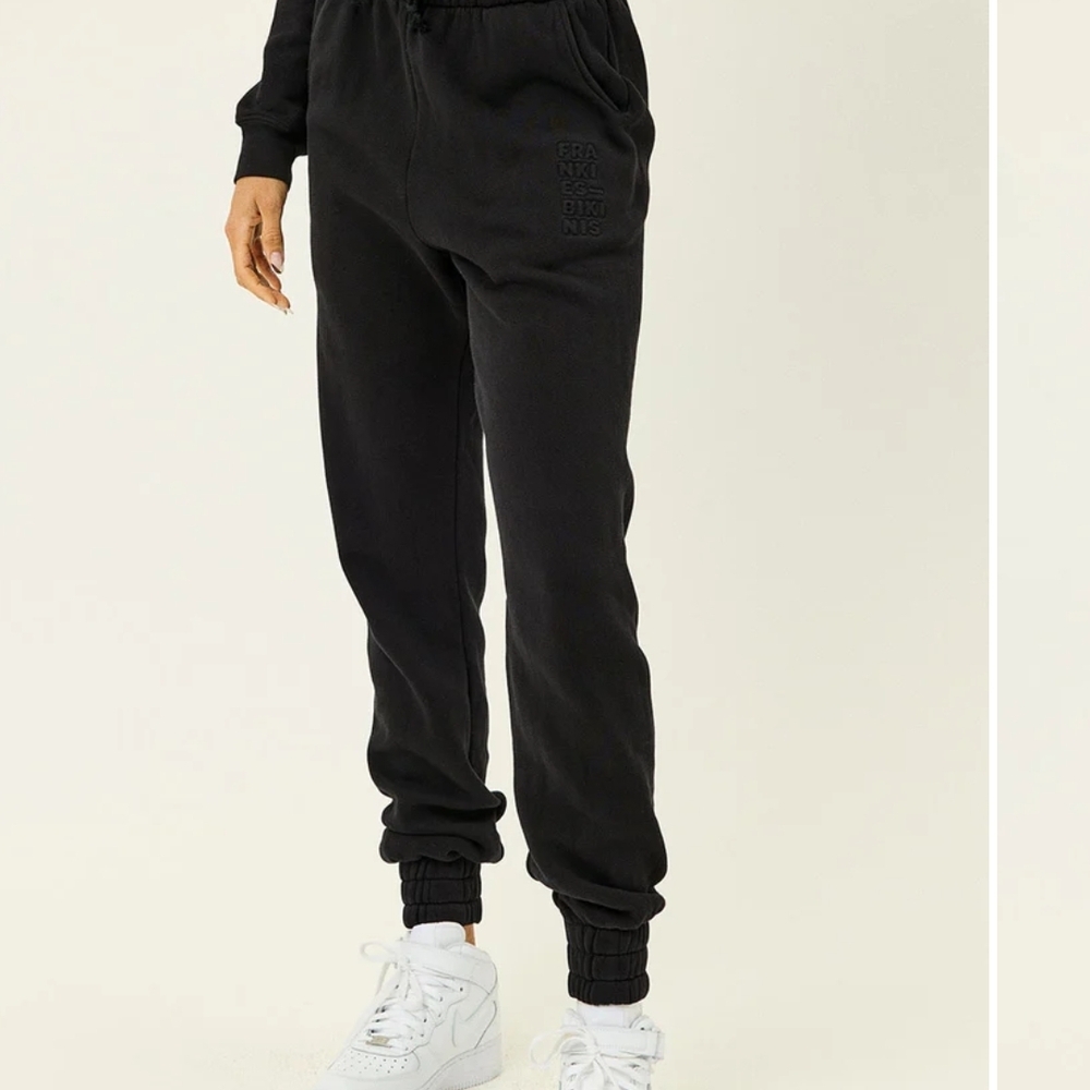 Frankies Bikinis Black Track Joggers Small